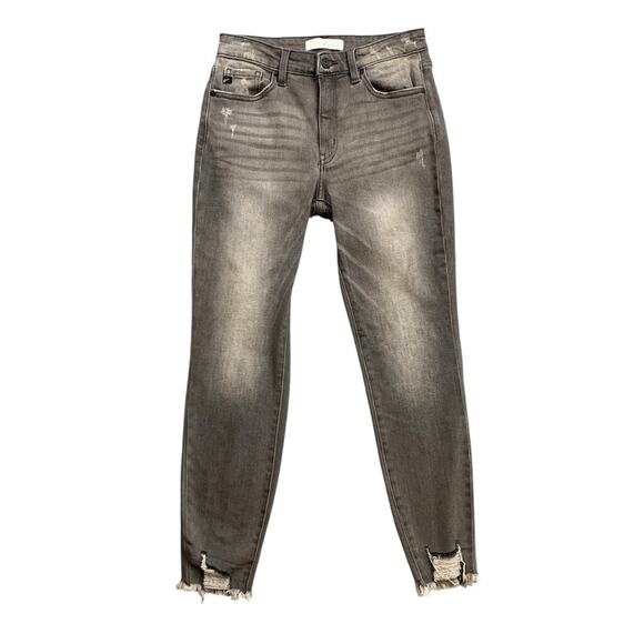 KanCan Jeans Womens 9/28 Gray Leo High Rise Ankle Skinny Distressed Raw Hem - Picture 1 of 12